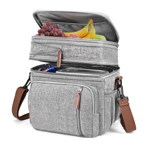 Damen-Lunch-Taschen, Großhandel, doppelschichtig, auslaufsicher, isoliert, weich, große Lunch-Kühltasche, tragbar, iso-thermisch, wasserdicht, Dosen