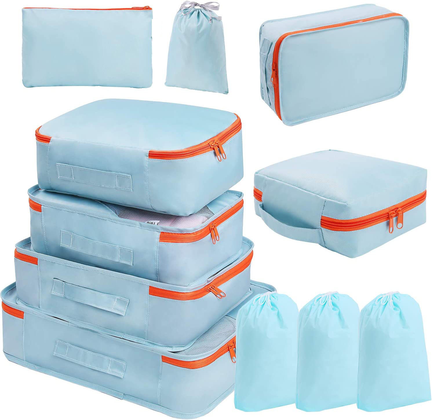 11 conjunto de cubos de embalagem organizadores de embalagem de bagagem de viagem leve saco de armazenamento de pano com sutiã roupa interior cubo cosméticos