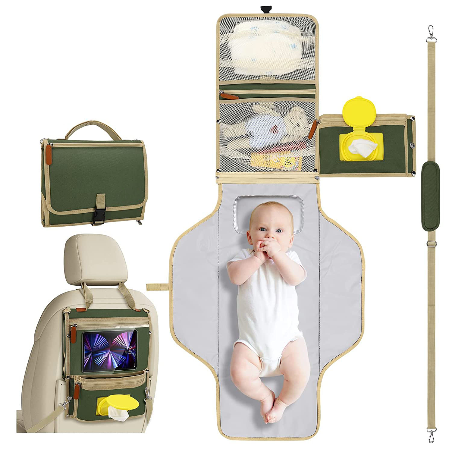 Fasciatoio portatile per neonati, fasciatoio per pannolini, fasciatoio da viaggio impermeabile per neonati e ragazzi