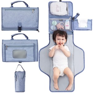 Portable Diaper Changing Pad Detachable Travel Changing Pad with Baby Bottle Cooler Bag Baby Changing Pad with Reversible