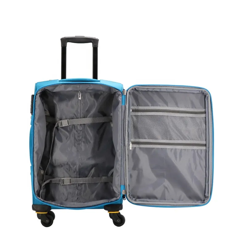 2023 Blaue Farbe, wasserdicht, Nylon-Material, Aluminium-Trolley, abnehmbares Rad, OEM-Reisegepäcktasche