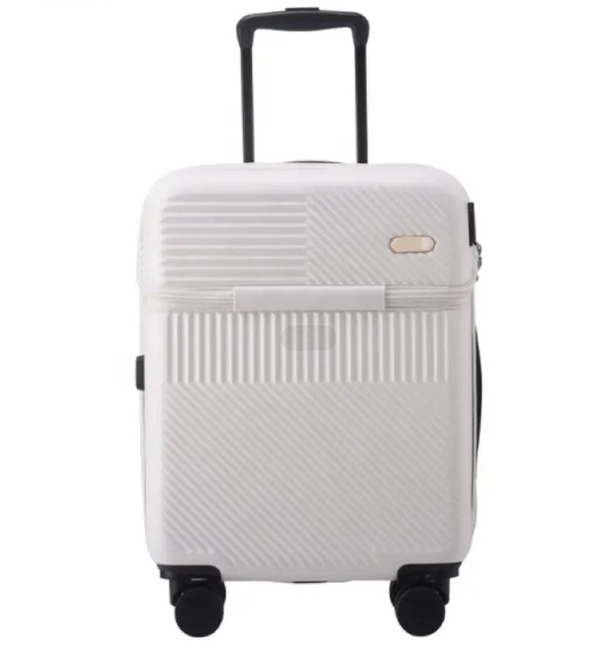 2023 New front opening boarding suitcase female small 20 “light pull rod leather case 24 travel suitcase boys