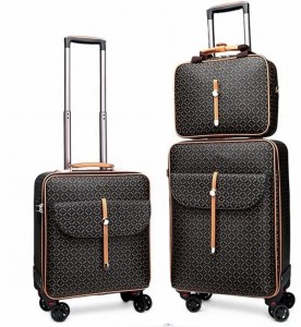 Hot Style Luxury Soft-sided Travel Case Cover Custom logo rotating Luggage Trolley bag four-wheel aluminum handled briefcase