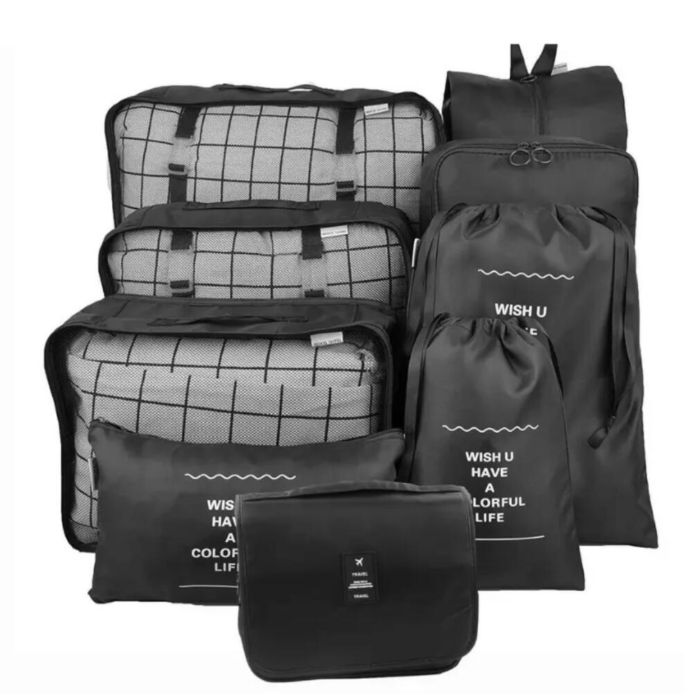 Luxe 490T personaliseert 8-delige set compressieverpakkingsblokjes bagageverpakkingsorganisatoren voor tra