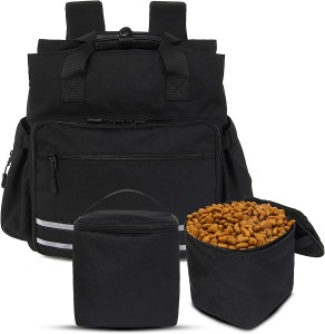 Pet Travel Backpack Set with 2 Food Storage Containers Dog Travel Backpack Pet Supplies Tote Bag