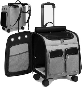 pet travel carrier wheel removable airline approved Travel trolley pet backpack Carrier for Small Dogs Cats Puppies