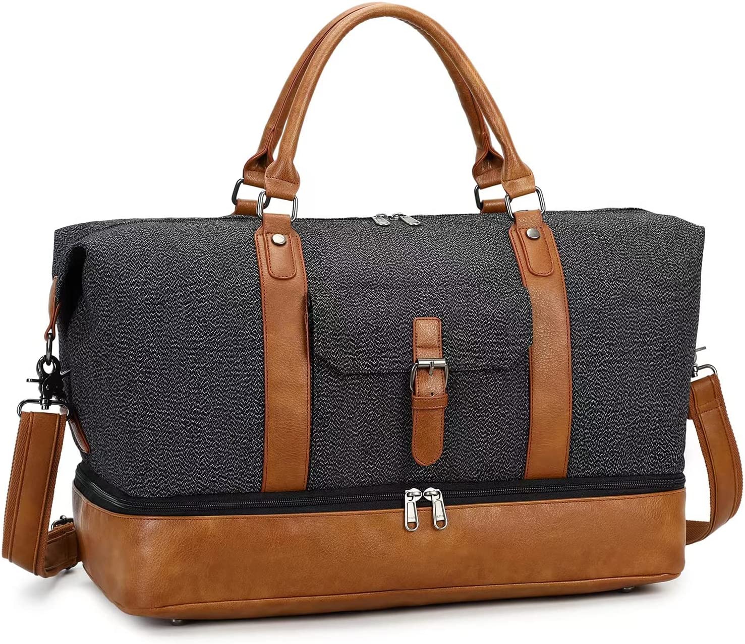 Canvas Travel Duffel Bag Overnight Weekender Bag Carry Shoulder Bag with Shoes Compartment