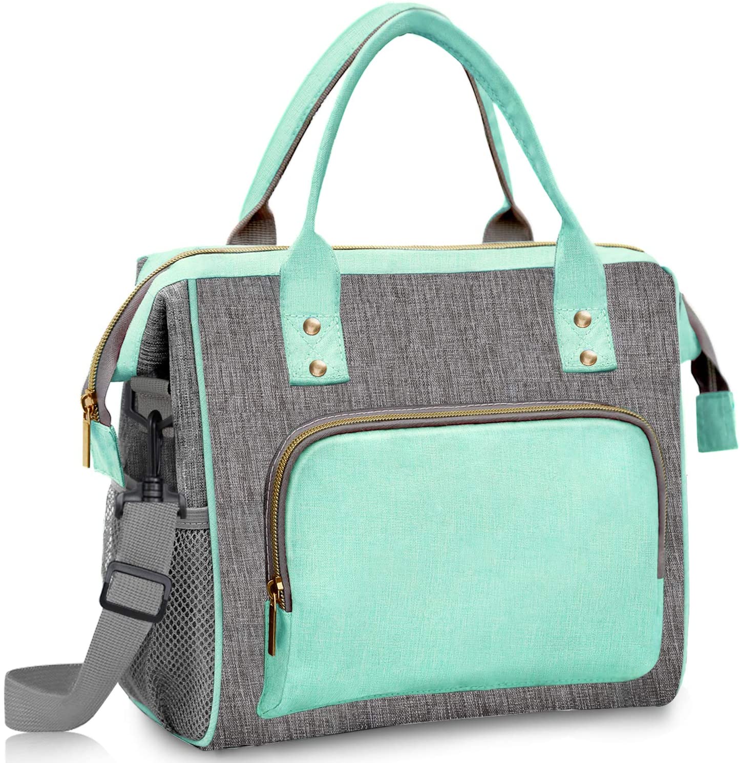 Герметычная сумка-халадзільнік для абеду Ізаляваная сумка для абеду з рэгуляваным раменьчыкам для жанчын на працы, у школе, офісе, на пікніку
