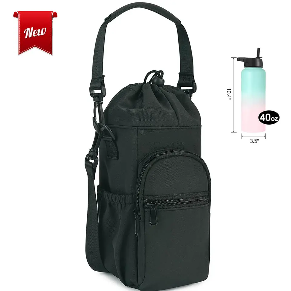 Suporte para garrafa de água com alça, 32 onças e 40 onças, bolsa isolada para carregar garrafa de água com bolso para telefone, manga para garrafa de água para caminhada