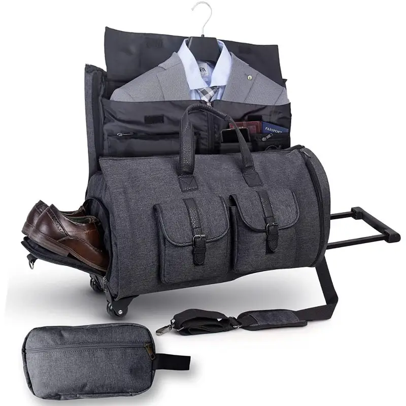 Logo personnalisé chariot tige vêtement sacs polochons voyage affaires portable valises de rangement sacs à bagages bagage à main avec roues