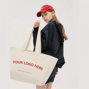 Tamanho do logotipo personalizado impresso ecologicamente correto, reciclado, reutilizável, extra grande, sacola de compras em lona de algodão de grandes dimensões