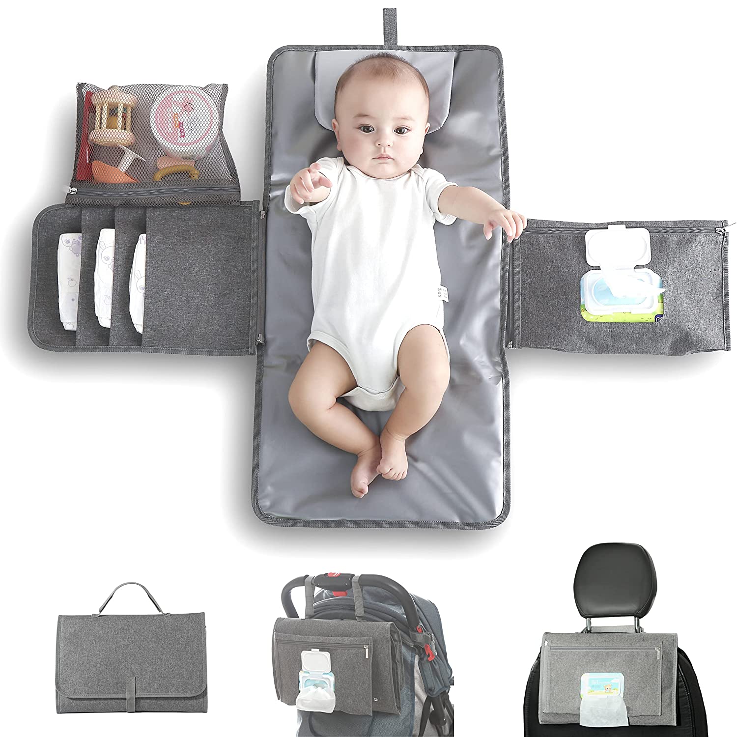 Baby Portable Changing Pad for Diaper Bag Wipeable Waterproof Newborn Travel Mat Shower Gifts