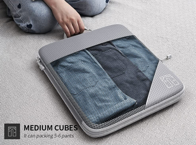 6 Set Of Packing Cubes Suitcase Luggage Organizer Black Compression Travel Cubes Featured Image