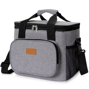 Bolsa enfriadora de 24 latas, bolsa de almuerzo con aislamiento térmico gris, fiambrera suave, bolsa de refrigeración de lado suave para playa