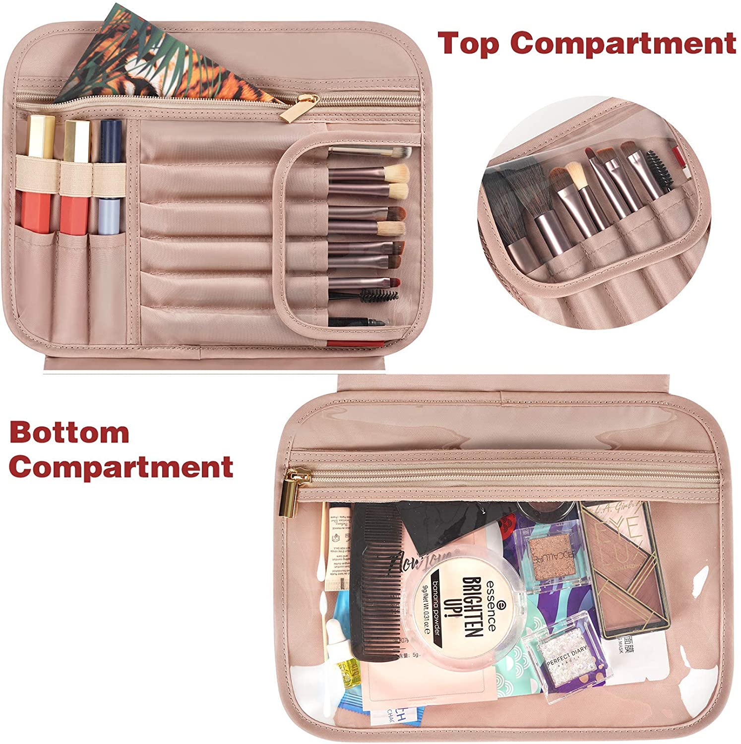 Toilettaske hængende rejse makeup taske til kvinder store vandtætte kosmetiske tasker Travel Organizer fuld størrelse container