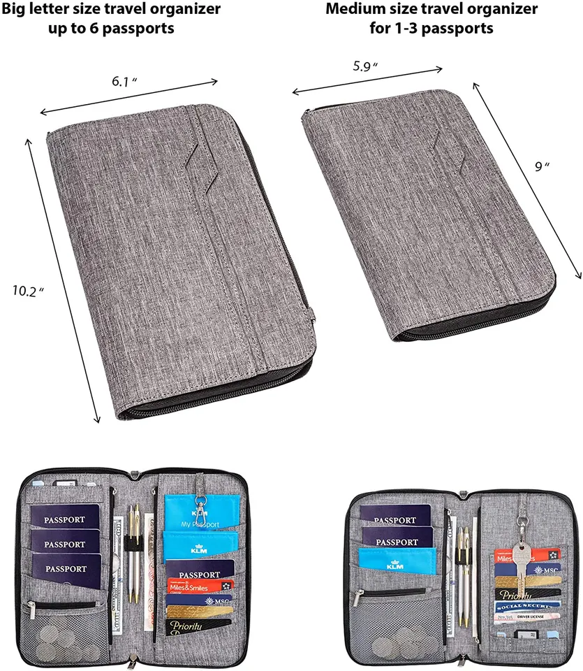 RPET プレミアムファミリートラベルドキュメントオーガナイザーケースポルタパサポルテおなじみの大容量カード保護RFIDパスポートホルダー財布