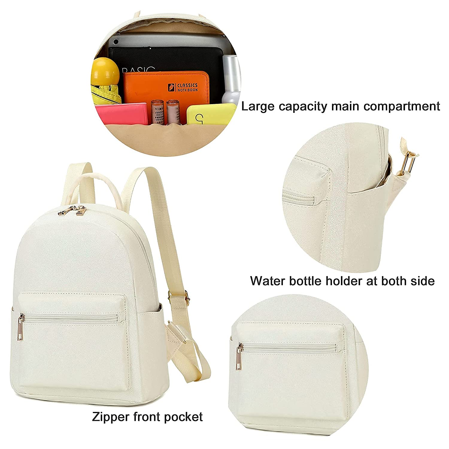 Mochila mini para mujer, mochilas blancas para mujer, compras de ocio