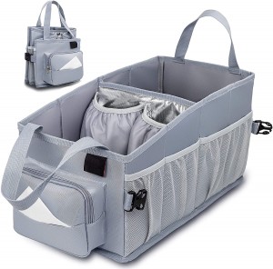 Car Organizer Between Seats Easy-to-Reach for Back Seat Travel Car Organizer with Tissue Box and Insulated Cup Holder