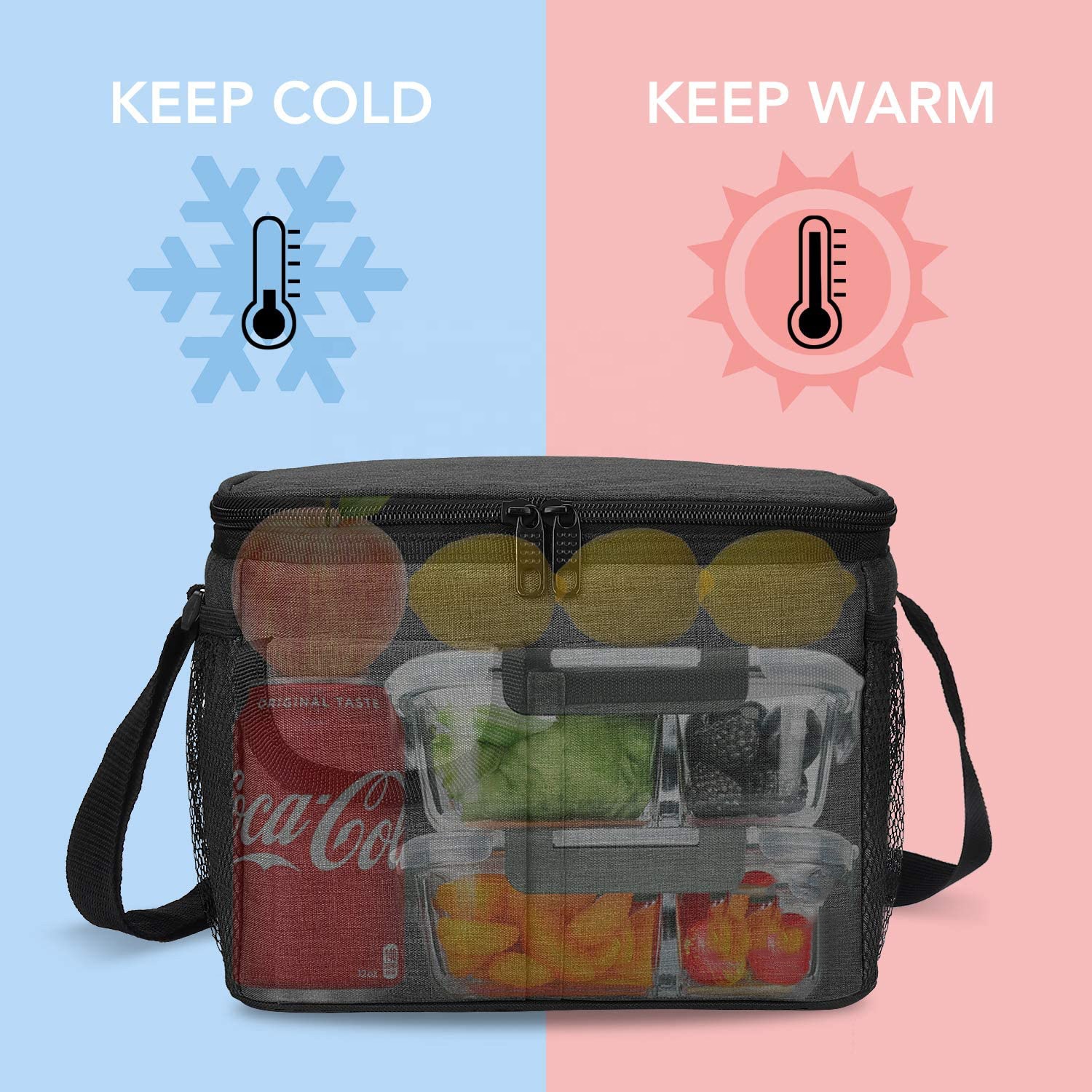 lunch box insulated Leakproof Thermal Reusable Lunch Bag with 4 Pockets for Adult & Kids Women Men Office Work