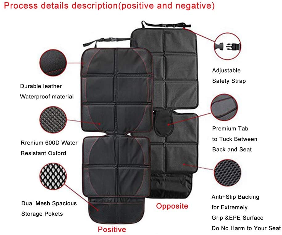 Car Seat Protector 2 Pack Car Seat Protectors for Child Baby Car Seat with Organizer Pockets