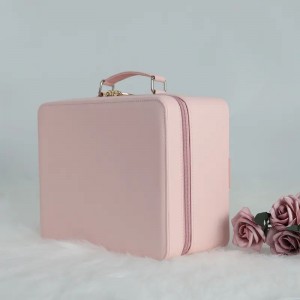 Tragbare Reise-Make-up-Aufbewahrungstasche mit großer Kapazität, modische Kosmetikbox, PU-Make-up-Tasche mit LED-Spiegel