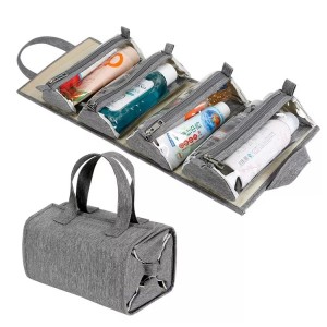 Neceser de viaje de alta calidad, bolsa de maquillaje enrollable colgante, Kit de aseo, organizador de viaje para mujer, 4 bolsas de almacenamiento extraíbles