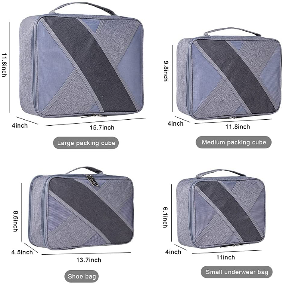6 Set Travel Packing Cubes Luggage Organizers with Shoe Bag Hanging Toiletry Bag