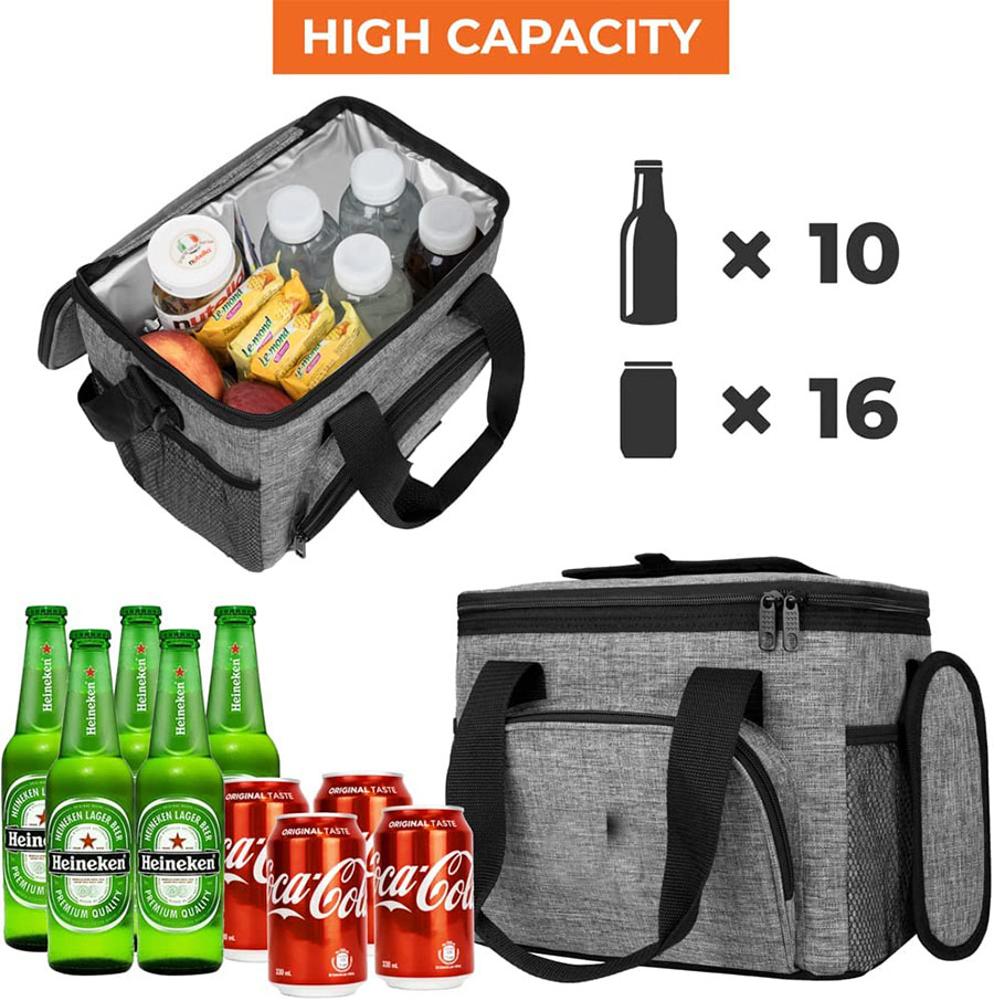 Polyester Cooler Bag Wholesale Insulated Small Cooler Bag for Travel Beach Work CANS Customized 600D Plastic Insulated Ice Box Featured Image