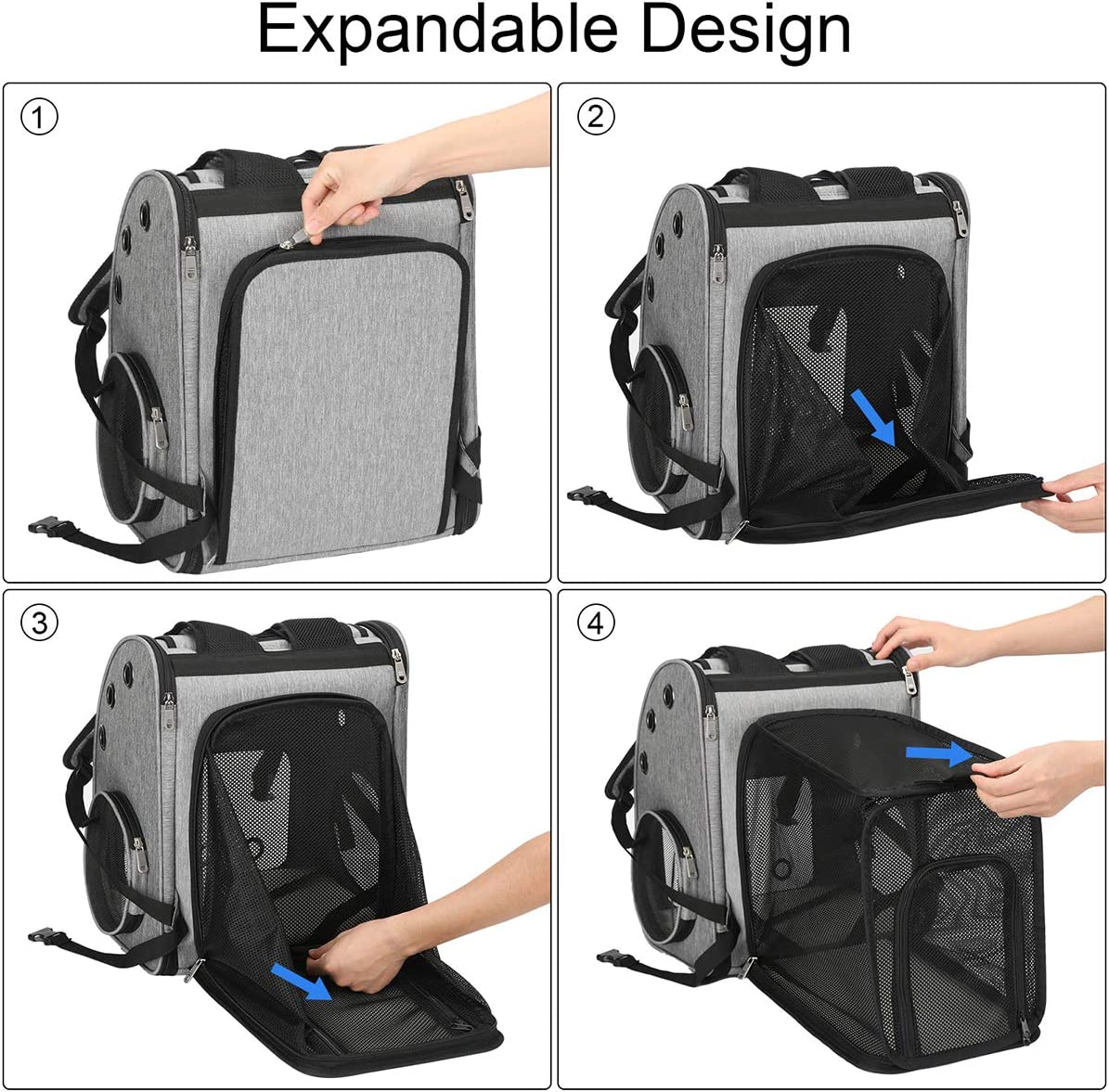 Fashion Customized Airline Approved Expandable Portable Ventilated Design Pet Carrier Backpack for Cats, Dogs