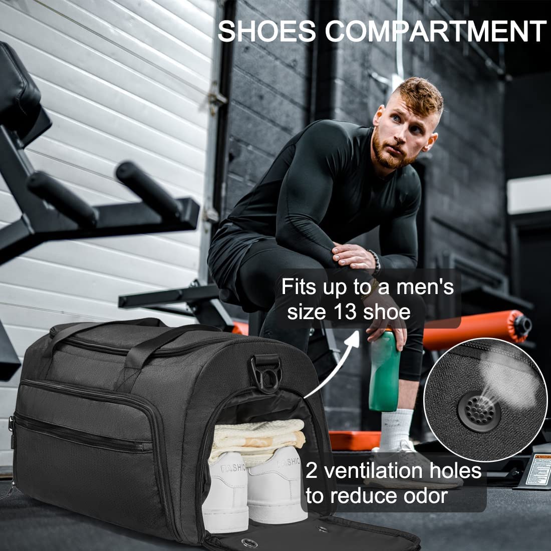 Factory OEM Custom Logo Fitness Workout Sports Travel Duffle Gym Bag with Wet Pocket & Shoes Compartment for men women