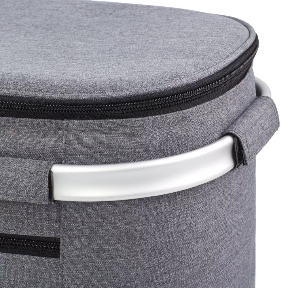 Portable Collapsible Picnic Basket Insulated Cooler Bag with Sewn in Frame