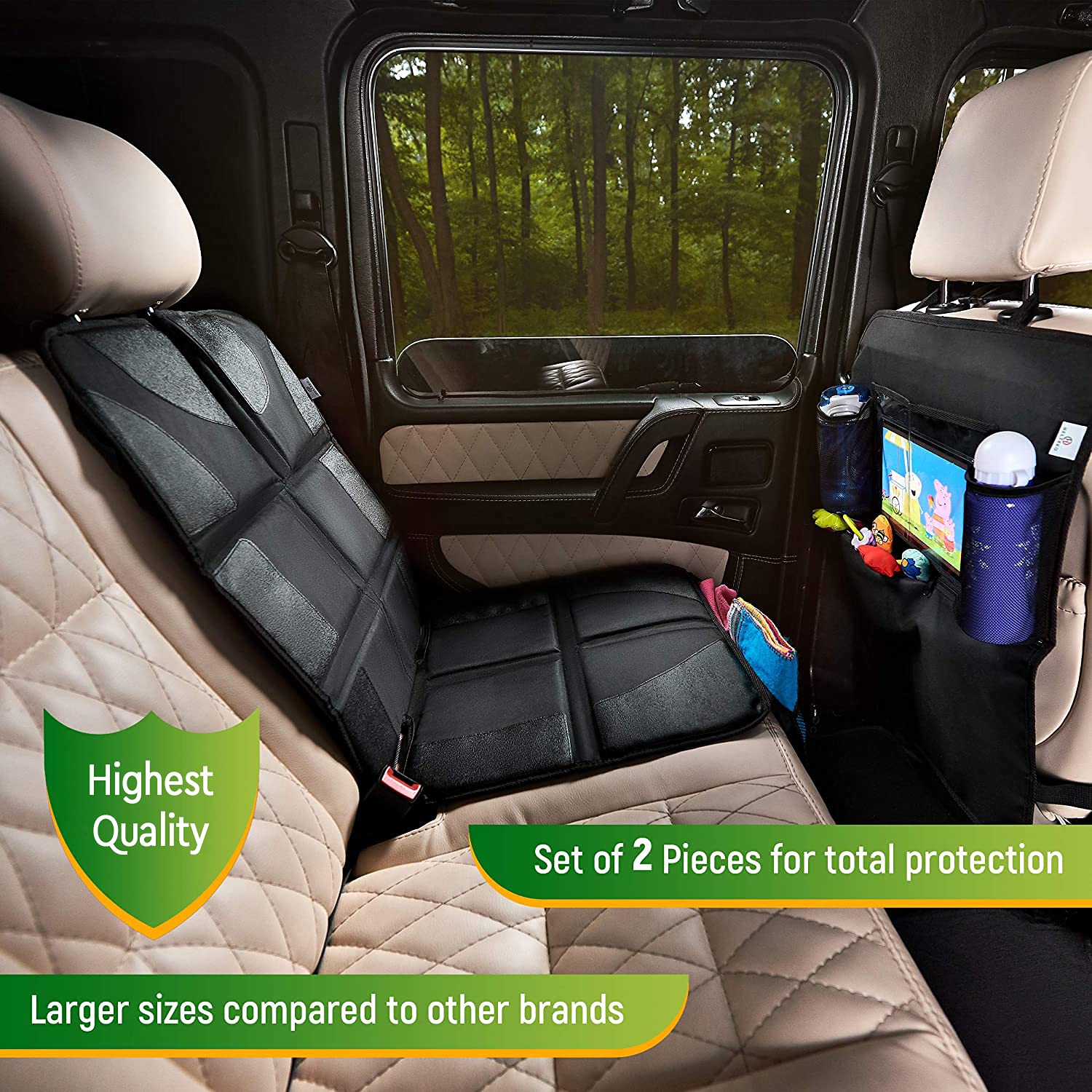 Car Seat Protector with Thickest Padding Backseat Car Organizer XL Largest Car Seat Cover for Child Baby Carseat Waterproof &